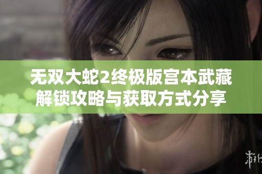 无双大蛇2终极版宫本武藏解锁攻略与获取方式分享