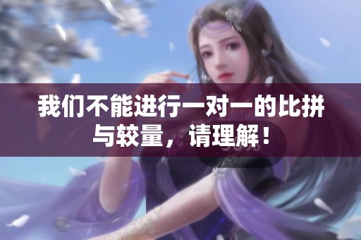 我们不能进行一对一的比拼与较量，请理解！