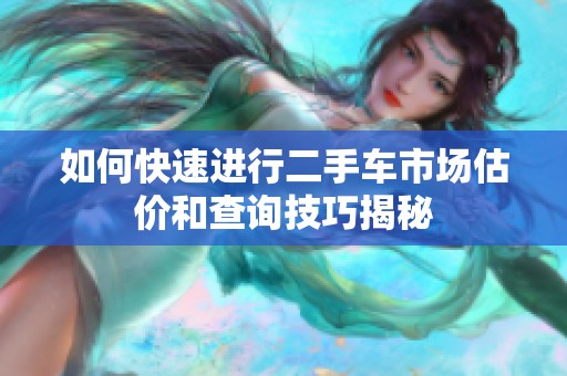 如何快速进行二手车市场估价和查询技巧揭秘