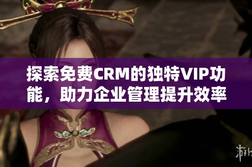 探索免费CRM的独特VIP功能，助力企业管理提升效率