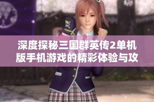 深度探秘三国群英传2单机版手机游戏的精彩体验与攻略
