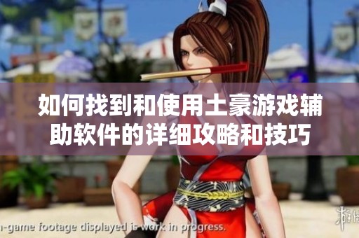 如何找到和使用土豪游戏辅助软件的详细攻略和技巧