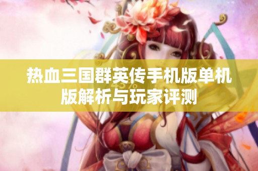 热血三国群英传手机版单机版解析与玩家评测