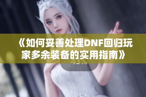 《如何妥善处理DNF回归玩家多余装备的实用指南》