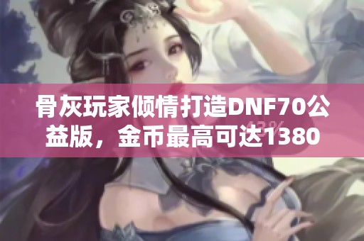 骨灰玩家倾情打造DNF70公益版，金币最高可达13800万